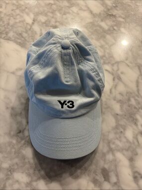 Y-3 Powder Blue Cotton Cap with Black Logo